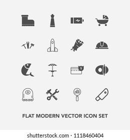 Modern, simple vector icon set with king, full, sea, power, bank, cooking, search, table, equipment, food, fish, find, kitchen, wrench, bar, cartoon, strategy, meat, footwear, game, alien, style icons