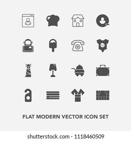 Modern, simple vector icon set with user, restaurant, ocean, home, male, chef, hat, sea, remove, privacy, hotel, avatar, room, kimono, theater, food, traditional, asia, fashion, lamp, sandwich icons
