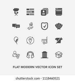 Modern, simple vector icon set with sea, restaurant, news, newspaper, water, unpacking, oven, business, id, appliance, profile, gas, online, mask, kitchen, package, sign, music, clothes, new icons