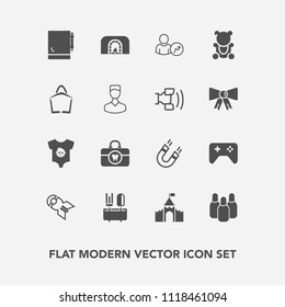Modern, simple vector icon set with business, spoon, science, warm, kid, nuclear, castle, notepad, pole, weapon, magnetic, bomb, restaurant, cone, hygiene, baby, teddy, brush, medieval, care icons