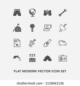 Modern, simple vector icon set with traffic, notebook, travel, global, vehicle, nature, female, beauty, space, globe, dolphin, ocean, profile, butterfly, map, wildlife, market, world, woman, van icons