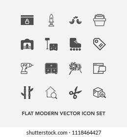 Modern, simple vector icon set with love, craft, sweet, dove, candy, cut, search, hand, estate, finance, home, equipment, business, trend, space, bamboo, website, drawer, chat, internet, white icons