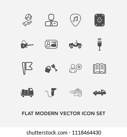 Modern, Simple Vector Icon Set With Flag, Shipping, White, Business, Drill, Guitar, Truck, Cargo, Late, Office, Education, Online, National, Literature, Identity, Page, Delivery, Poker, America Icons