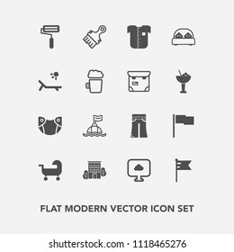 Modern, simple vector icon set with pants, building, flag, fashion, double, new, beer, national, real, female, carriage, america, white, paintbrush, business, baby, care, sea, roll, roller, sign icons