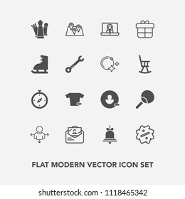 Modern, simple vector icon set with shirt, fashion, call, sport, label, notification, chess, map, leisure, envelope, king, mail, video, strategy, communication, remove, travel, discount, avatar icons