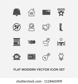 Modern, simple vector icon set with family, communication, bank, medal, astronaut, road, summer, astronomy, room, comet, curtain, home, swimsuit, helmet, musical, food, money, space, string, map icons