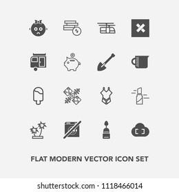 Modern, simple vector icon set with tropical, business, technology, palm, train, fashion, cute, nature, baby, satellite, communication, global, swimsuit, sad, space, wash, red, bank, summer, sky icons