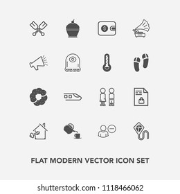 Modern, simple vector icon set with standing, account, oar, joy, user, sweet, sign, delete, market, list, dessert, doughnut, water, cake, supermarket, train, transport, railway, drink, food, fun icons