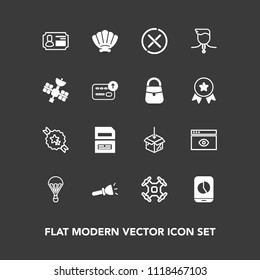 Modern, simple vector icon set on dark background with flashlight, lamp, data, no, helicopter, electric, cancel, light, save, card, marine, extreme, aerial, sea, sign, mobile, document, computer icons