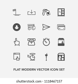 Modern, simple vector icon set with clock, bear, ice, telephone, house, beach, sign, mexico, supermarket, finger, key, button, mouse, transportation, communication, download, store, phone, touch icons