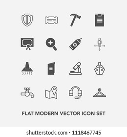 Modern, simple vector icon set with water, sink, hood, kitchen, boat, travel, cooking, microphone, clothes, shop, pin, protection, ticket, map, fashion, tap, ship, location, sea, hanger, vessel icons