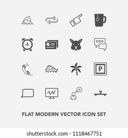 Modern, simple vector icon set with doctor, palm, ocean, cancel, talk, fashion, sea, water, phone, speech, replacement, animal, hanger, nature, online, vehicle, change, replace, diagnostic, road icons