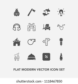 Modern, simple vector icon set with lady, bug, vegetable, personal, business, food, song, building, screwdriver, fly, voice, raw, hammer, microphone, success, construction, whistle, hat, sport icons