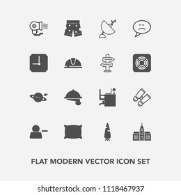 Modern, simple vector icon set with fresh, waiter, astronomy, service, waitress, work, delete, shorts, wear, technology, template, glasses, sign, watch, home, female, architecture, satellite icons