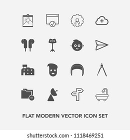 Modern, simple vector icon set with city, helmet, frame, worker, add, equipment, account, divider, radio, mobile, white, interior, blank, belt, architecture, hipster, sign, fashion, data, folder icons