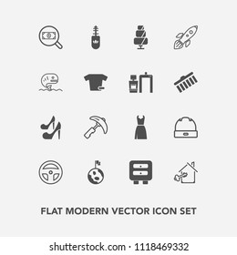 Modern, simple vector icon set with science, shuttle, cake, black, doughnut, mascara, technology, food, female, picking, launch, globe, property, brush, equipment, drawer, medicine, concept, cap icons