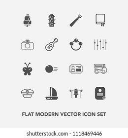 Modern, simple vector icon set with insect, vehicle, sweet, ship, cap, pin, dessert, light, id, fun, food, spoon, weight, dump, card, identity, traffic, dinner, nature, truck, bowling, white icons