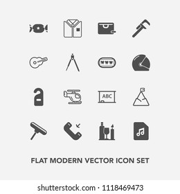 Modern, simple vector icon set with roller, privacy, sweet, shirt, lollipop, music, brush, fashion, wine, glass, blackboard, background, transportation, tshirt, alcohol, service, board, nature,  icons