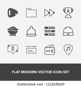 Modern, simple vector icon set with wallet, square, purse, office, audio, coffee, white, cash, music, poster, hat, internet, news, blank, food, achievement, first, sign, finance, electric, head icons