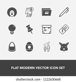 Modern, simple vector icon set with development, animal, progress, person, bulb, interior, clown, white, paper, bag, pretty, growth, circus, idea, spring, sign, easter, fashion, cute, decoration icons