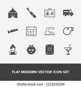 Modern, simple vector icon set with couple, cute, female, baby, play, wedding, object, schedule, summer, time, timetable, referee, sound, health, ironing, poker, sport, housework, clothes, glass icons