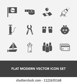 Modern, simple vector icon set with transportation, japanese, money, industrial, location, tape, child, tool, japan, summer, architecture, adhesive, asia, sticky, ball, baby, map, repair, beach icons