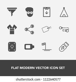 Modern, simple vector icon set with battery, chinese, share, game, beach, filter, sound, people, poker, tent, ocean, adventure, traditional, social, retro, download, maintenance, travel, web icons