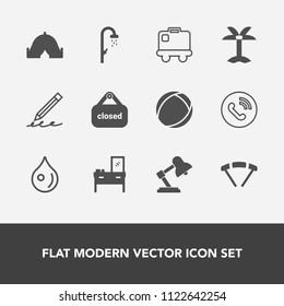 Modern, simple vector icon set with store, hand, table, extreme, furniture, ring, drop, phone, banner, business, sky, sign, shop, cabinet, abstract, interior, water, home, lamp, call, pencil icons