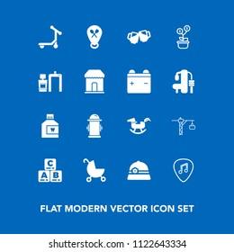 Modern, simple vector icon set on blue background with hydrant, musical, hammer, dental, safety, child, department, restaurant, tree, location, vehicle, fire, mouthwash, baby, play, childhood icons