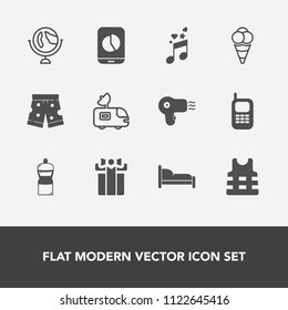 Modern, simple vector icon set with holiday, television, box, business, global, world, furniture, map, life, equipment, telephone, van, planet, chart, satellite, broom, wear, safety, white, ice icons