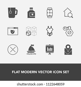 Modern, simple vector icon set with bottle, annual, internet, replacement, document, drink, website, fashion, care, wind, hand, close, business, bikini, online, hygiene, dental, relocation, tea icons