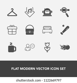 Modern, simple vector icon set with download, research, sound, bed, double, equipment, hot, floral, science, decoration, delete, helmet, flower, gift, user, nature, baseball, ball, cloakroom icons