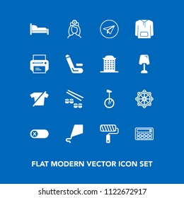 Modern, simple vector icon set on blue background with message, brush, nurse, japan, ship, deactivate, fun, sushi, medical, doctor, home, sky, bedroom, seafood, clothes, internet, communication icons