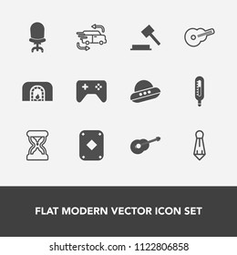 Modern, simple vector icon set with judge, poker, temperature, musical, business, spacecraft, modern, white, winter, music, room, fireplace, interior, christmas, comfort, tie, space, fast, sign icons