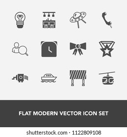 Modern, simple vector icon set with transportation, bar, tie, account, water, cooking, watch, award, computer, online, background, sign, traffic, internet, time, fashion, lightbulb, technology icons