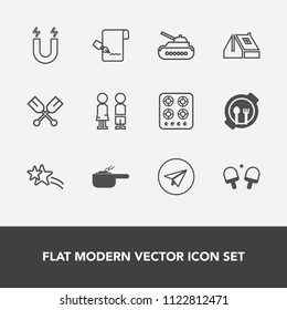 Modern, simple vector icon set with stove, list, falling, field, document, happy, oven, food, tennis, canoe, email, boat, sport, standing, pole, gas, boy, internet, paper, dinner, people, sign icons