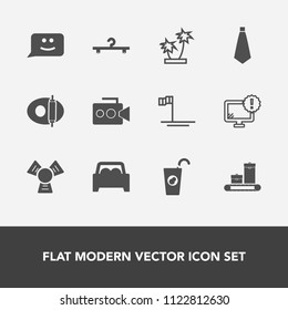 Modern, simple vector icon set with nature, tropical, bag, car, film, hanger, blue, pan, desktop, palm, juice, luggage, cooking, fruit, fashion, smile, baja, face, cartoon, healthy, white, drink icons