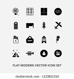 Modern, Simple Vector Icon Set With Trumpet, Replacement, Cook, Food, Business, Cooking, Sound, Outdoor, Television, Oven, Adventure, Audio, Grater, Shop, Dessert, Tent, Screen, Avatar, Music Icons