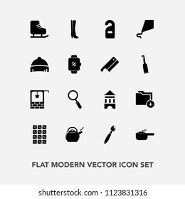 Modern, simple vector icon set with skating, summer, hotel, kitchen, food, file, cold, chocolate, fashion, footwear, privacy, bucket, pot, well, dessert, dinner, bar, sport, glass, sweet, fun icons