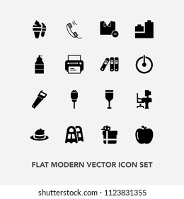 Modern, simple vector icon set with sport, ice, headwear, fashion, healthy, work, package, glass, red, toy, male, lamp, clothing, style, man, fresh, communication, water, shirt, clothes, food icons