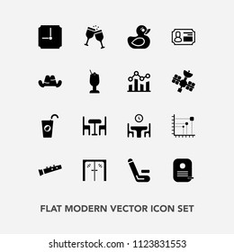 Modern, simple vector icon set with duck, clothing, id, drink, match, play, clock, musical, alcohol, architecture, juice, sound, business, toy, cap, table, time, family, food, door, fresh, red icons
