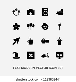 Modern, simple vector icon set with document, equipment, bike, tourism, industry, sport, bicycle, upload, cherry, photography, hanger, sign, passport, immigration, drink, ecommerce, cart, travel icons