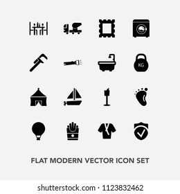 Modern, simple vector icon set with extreme, sky, newborn, concrete, child, construction, bottle, holder, wash, parachuting, restaurant, parachute, foot, travel, ship, snack, food, cement, frame icons