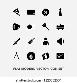 Modern, simple vector icon set with dentistry, dinner, fork, clinic, instrument, map, engineering, divider, road, percent, tool, equipment, medical, radio, travel, blank, schedule, cutlery, sale icons