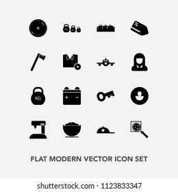 Modern, simple vector icon set with price, white, weight, shirt, hammer, dish, find, sew, healthy, fruit, headwear, full, fashion, equipment, clothing, disc, business, avatar, bowl, t-shirt, cap icons