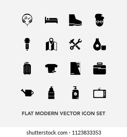 Modern, Simple Vector Icon Set With Technology, Television, Bag, Modern, Voice, Song, Business, Hipster, Tv, Graphic, Shirt, Happy, Map, Child, Plant, Document, Gardening, Fun, Hotel, Fashion Icons