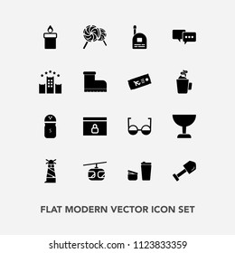 Modern, simple vector icon set with web, shovel, fire, lock, cup, transportation, internet, candy, spice, sugar, speech, construction, light, sea, train, coffee, boy, flame, cafe, wax, fun, tool icons