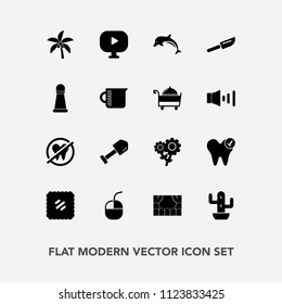 Modern, simple vector icon set with white, fork, ocean, dental, blossom, floral, cactus, device, internet, dentist, tool, post, postage, construction, summer, healthy, flower, leaf, game, shovel icons