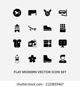 Modern, simple vector icon set with clothing, work, office, blossom, male, new, shirt, snorkel, present, white, broom, man, mask, flower, cherry, monitor, computer, screen, sign, music, box, sea icons