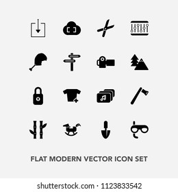 Modern, simple vector icon set with work, cut, sign, hammer, download, screwdriver, baby, sport, fashion, security, web, camera, meat, clothing, photography, concept, photographer, bamboo, cloud icons